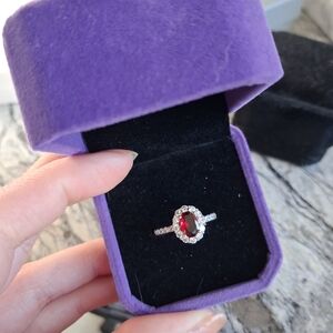 Elegant Silver and Red Gemstone Ring